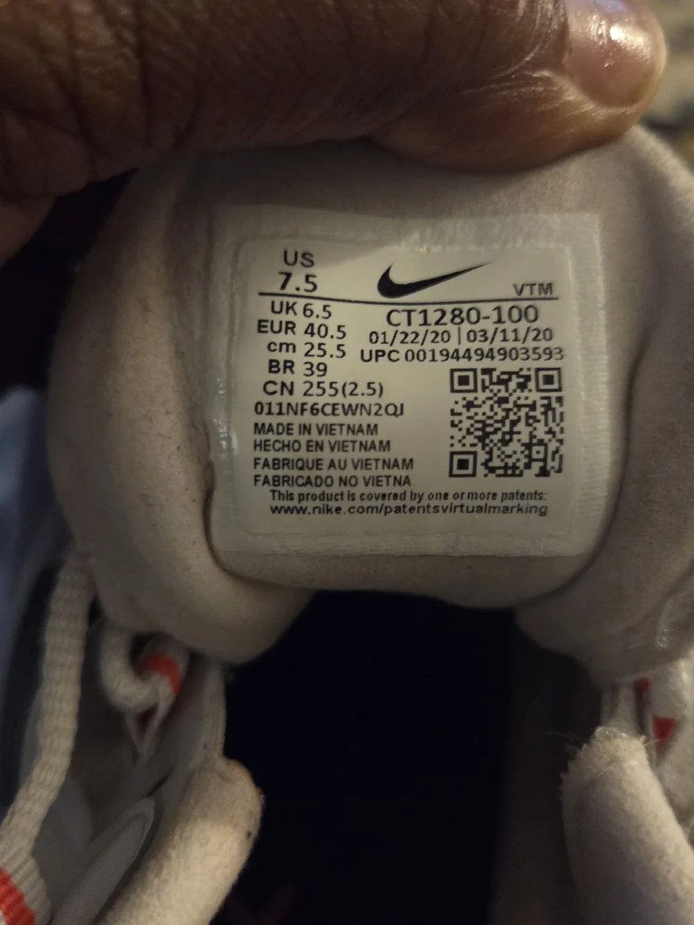 Nike White, Gray & Black Athletic Sneakers with Orange Air Accent